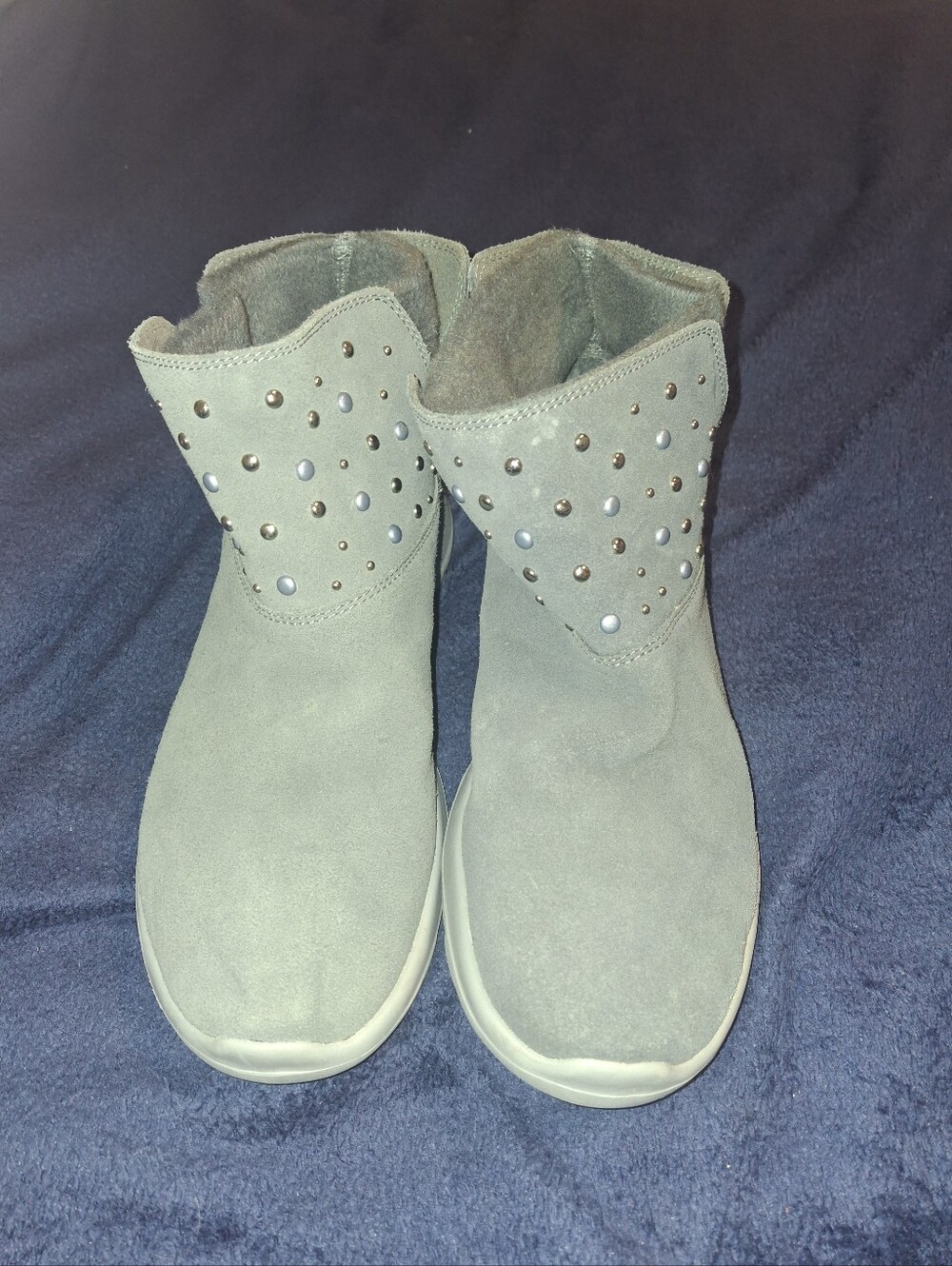 Skechers Light Gray Studded Ankle Boots